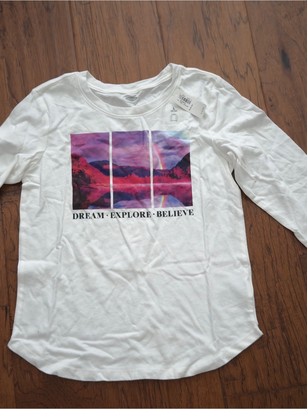Girls  White Graphic Tee - Dream Explore Believe